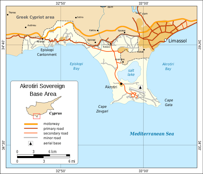 Akrotiri and Dhekelia Sovereign Base Area Cyprus Map